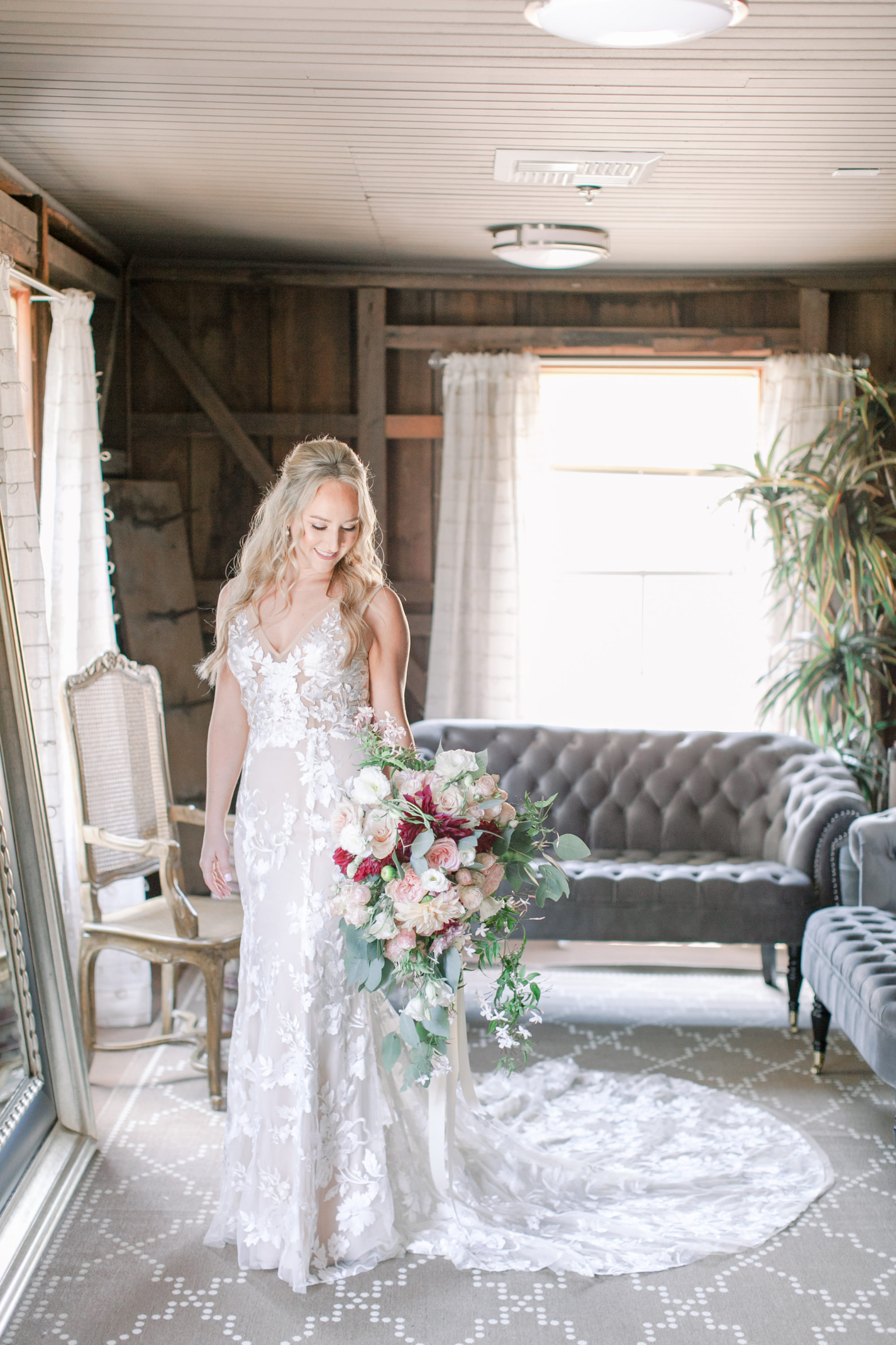 Bride in The Barns Dressing Suite