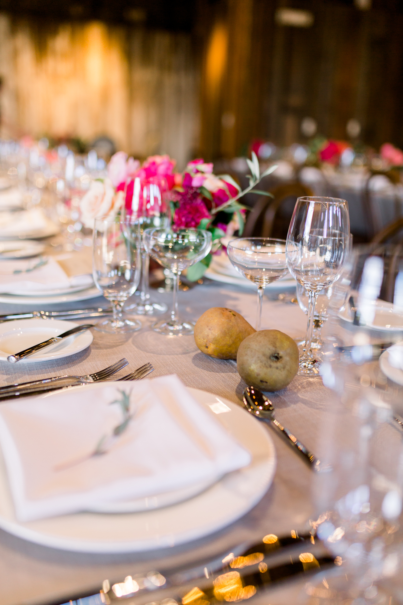 Table Setting for Wedding Reception at The Barns