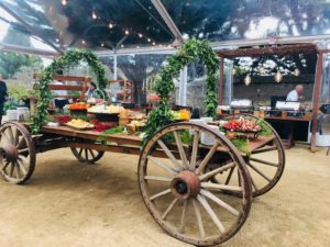 Charcuterie Display on Buckboard Wagon Corporate Event by Classic Catering