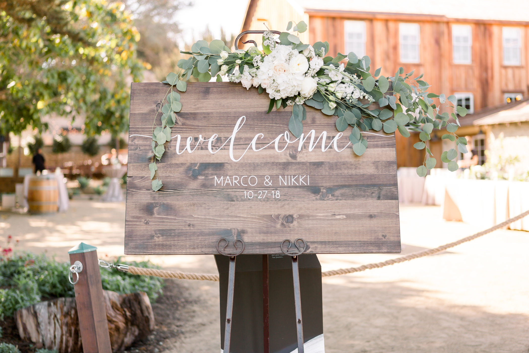 Wedding Welcome Sign at The Barns